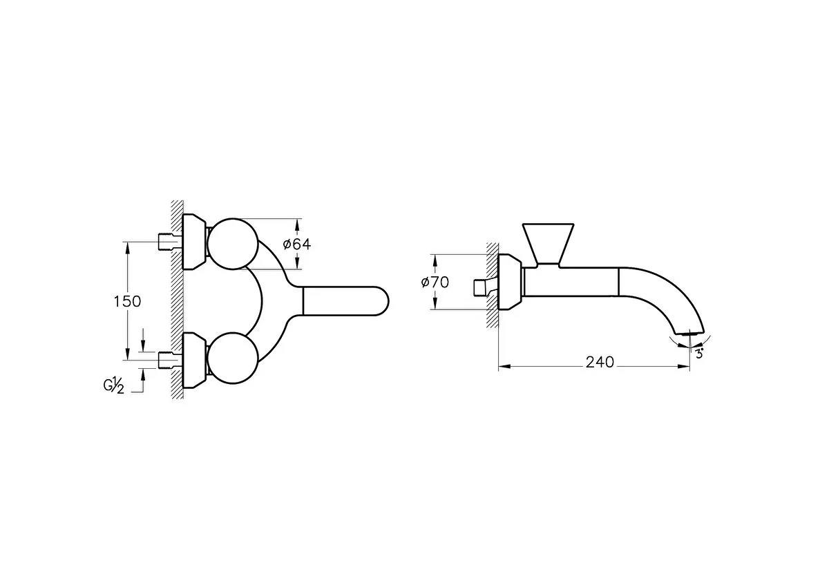 Vitra Liquid Duvardan Lavabo Bataryası, Parlak Siyah, A4274839 