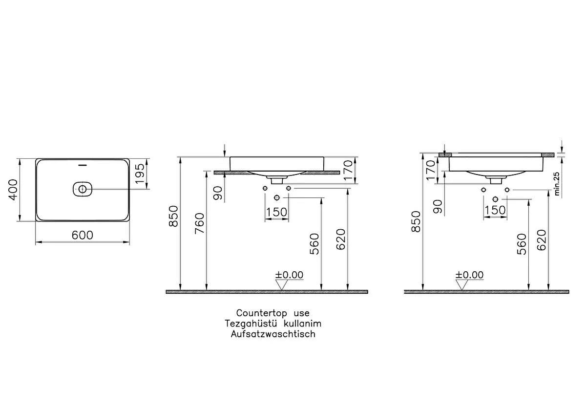 Vitra Mia Etajerli lavabo Beyaz, 7463L003-0001