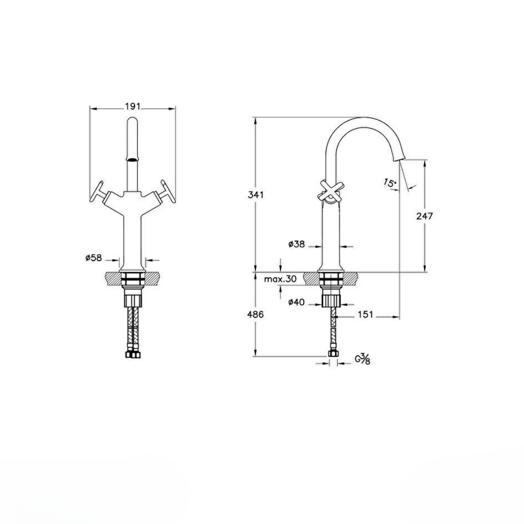 Vitra Origin Classic Tezgah Üstü Lavabo Bataryası (Çift Kumandalı) Mat Siyah A4288636