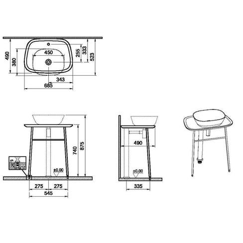Vitra Plural Serbest Alçak Lavabo Ünitesi, 70 cm, Mat Bej  64052 