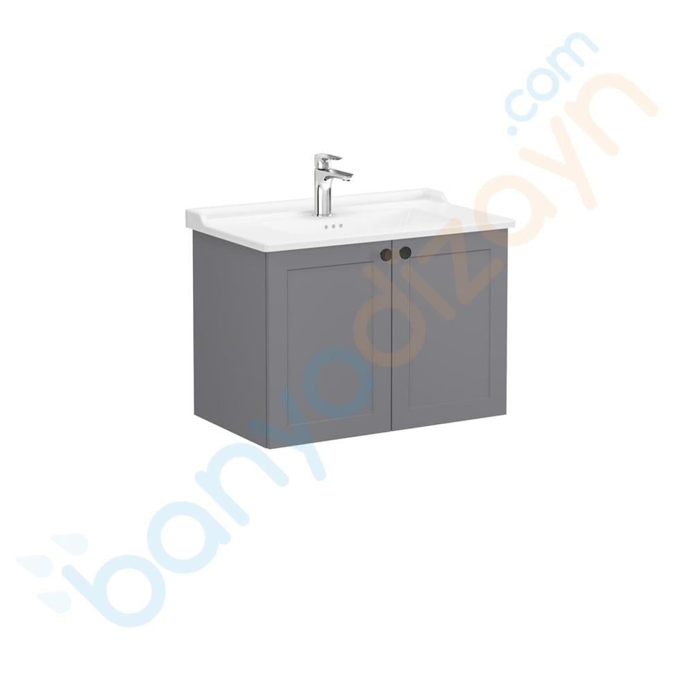 Vitra Root Classic Kapaklı Lavabo Dolabı, 80 cm, Mat Gri (Klasik Lavabo Dahil), 68724 VitrA68724Lavabo Dolabı