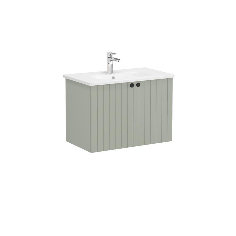 Vitra Root Groove Kapaklı Lavabo Dolabı 80 Cm Mat Retro Yeşil (Yuvarlak Lavabo Dahil) 69295