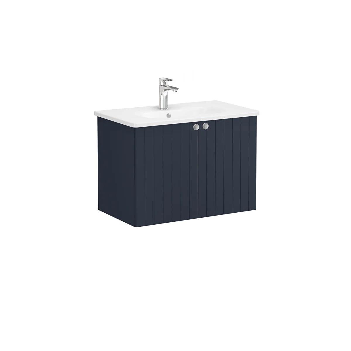 Vitra Root Groove Kapaklı Lavabo Dolabı 80 Cm Mat Lacivert (Yuvarlak Lavabo Dahil) 69294