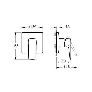 Vitra, Root Square Ankastre Duş Bataryası, A42751EXP