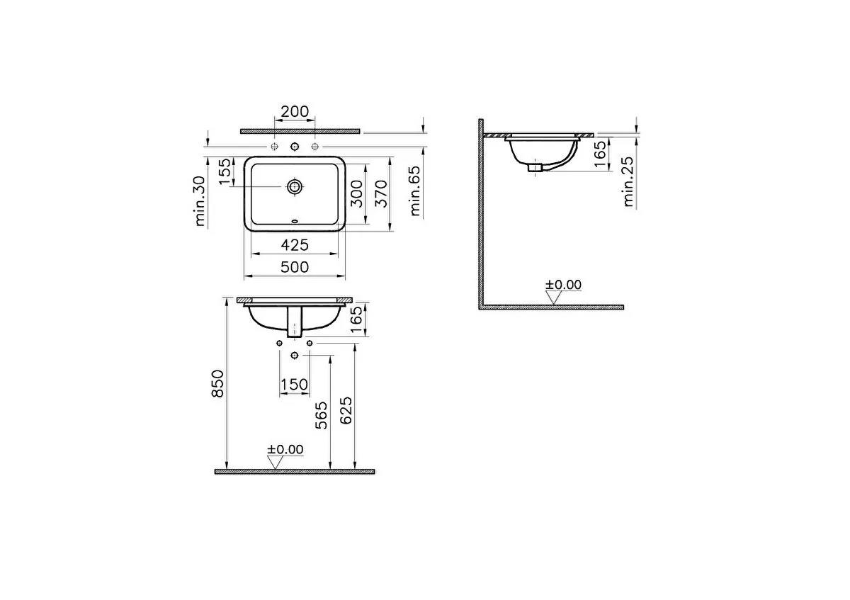 Vitra S20 Tezgah Altı Lavabo, 43 cm, 5474B003-0618 