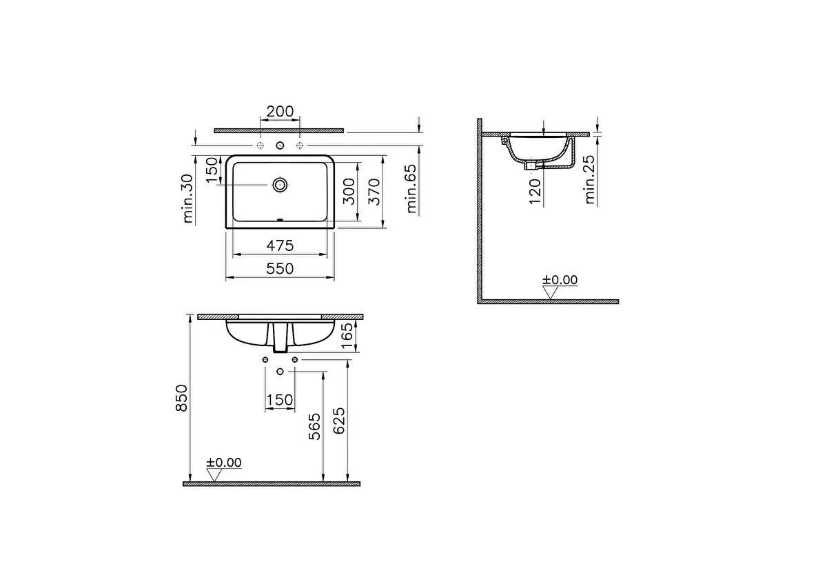 Vitra S20 Tezgah Altı Lavabo, 48 cm, 7475B003-0618