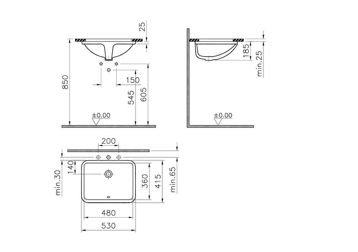 Vitra S50 Tezgah Altı Lavabo, 48 cm, 5339B003-0012