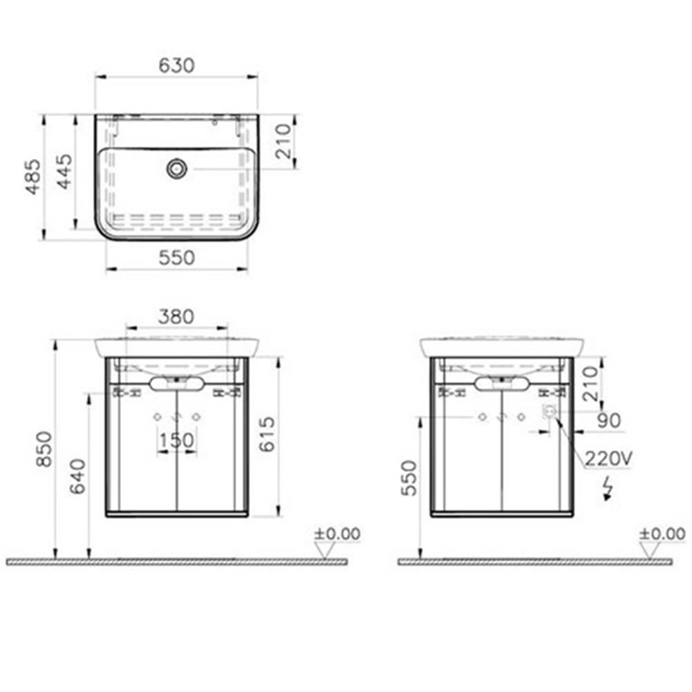 Vitra Sento Kapaklı Lavabo Dolabı, Ayaksız, 65 Cm, Mat Antrasit 60805