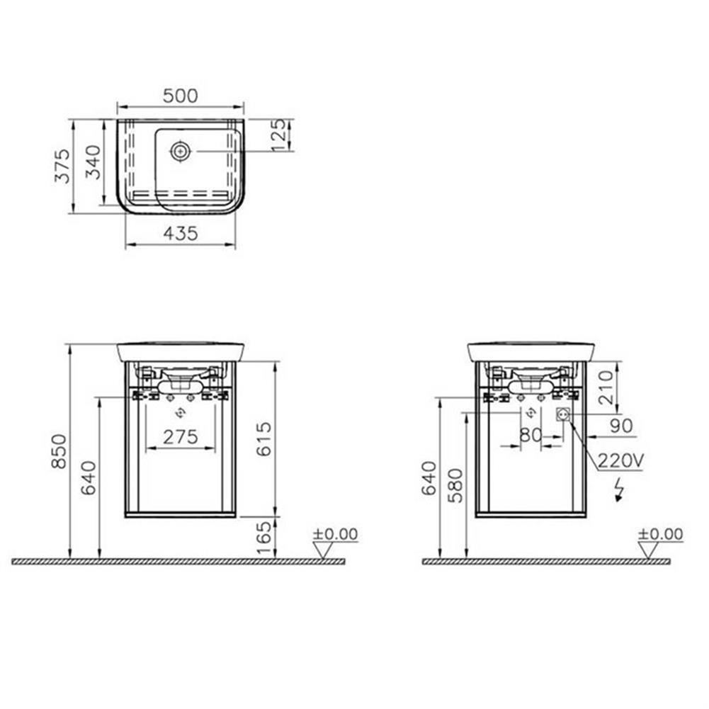 Vitra Sento Lavabo Dolabı, 50 Cm, Kapaklı, Mat Antrasit, Sağ 60801