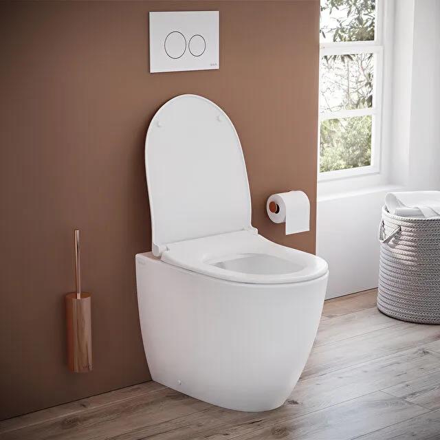 Vitra Sento Rim-ex Kanalsız Duvara Tam Dayalı Yerden Tek Klozet, 54 cm, Entegre Ara Musluklu, 7985B003-0075