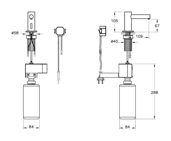 Vitra Sıvı Sabunluk, Origin, Kısa, Fotoselli, Elektrikli, Kısa, Mat Siyah, A4469936WTC