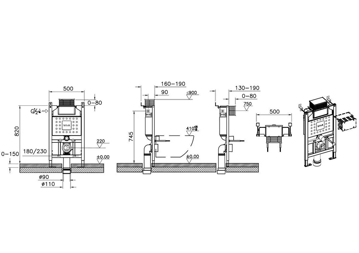 Vitra Unity Gömme Rezervuar Üstten Veya Önden Basmalı Alçıpan Uygulama Set, 3/6 Litre, 82 Cm 761-5805-01