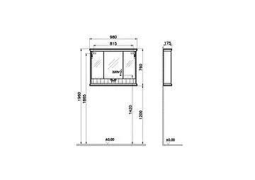 Vitra Valarte Dolaplı Ayna Neo Led Aydınlatmalı, 100 Cm, Retro Yeşil 65833