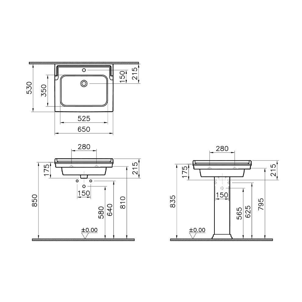 Vitra Valarte Etajerli Lavabo, 65 cm, 7801B003-0001