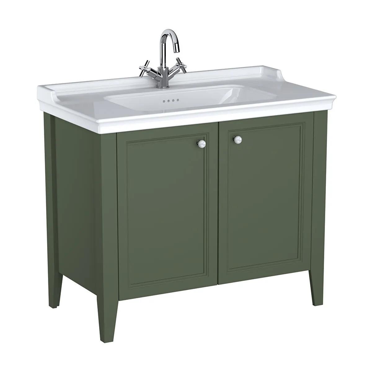 Vitra Valarte Neo Kapaklı Etajerli Lavabo Dolabı, 100 Cm, Retro Yeşil (Lavabo Dahil) 65806