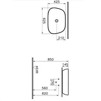 Vitra Lavabo, Outline, Çanak, 63 cm, Mat Siyah, 5993B483-0016
