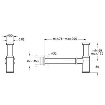Vitra Lavabo Sifonu, Origin, Alt Grubu (T Tipi) Parlak Siyah, A4512339