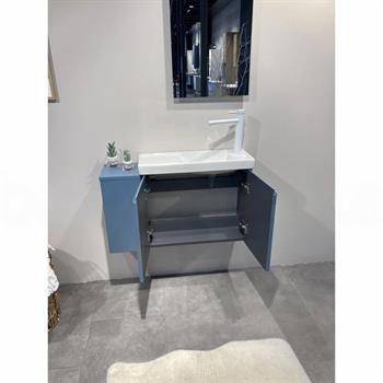 Orka Ferla 80 cm Mavi Banyo Dolabı Alt Modül ve Lavabo