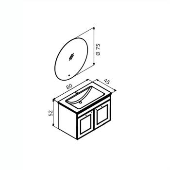 Orka Limpo 80 cm Mat Antrasit Banyo Dolabı Takımı
