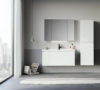 Orka Likya 100 cm Mat Beyaz Banyo Dolabı Takımı