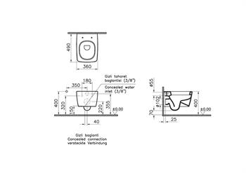 VitrA Asma Klozet, Metropole, 49 cm, 5671B003-0559