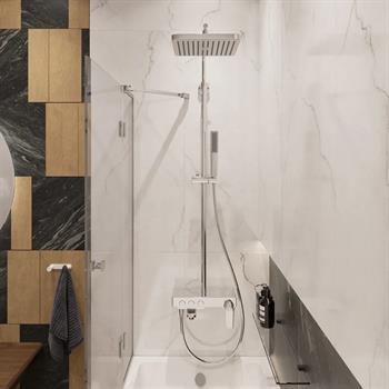 Teska Duş Kolonu, Niagara, Üç Yönlü, Beyaz Camlı, Krom, NG3501C