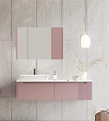 Orka Biella 140 cm Pudra Banyo Dolabı Takımı