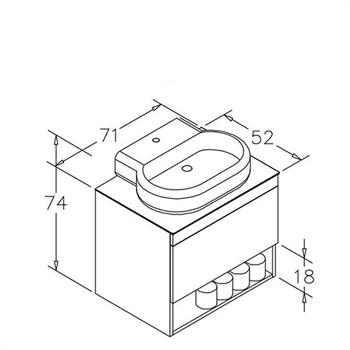 Orka Knidos 70 cm Beyaz Banyo Dolabı Alt Modül ve Lavabo