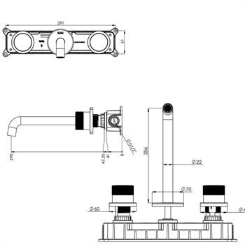 Teska Lavabo Bataryası, Tria, Ankastre, Krom, E5216