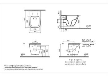 VitrA Asma Klozet, Integra Square Rim-ex, Kanalsız, Gizli Montaj, 7082L003-0090