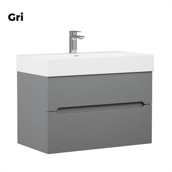 Orka Malta 80 cm Gri Banyo Dolabı Alt Modül ve Lavabo