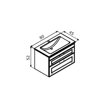 Orka Limpo 80 cm Antrasit Dolabı Alt Modül ve Lavabo