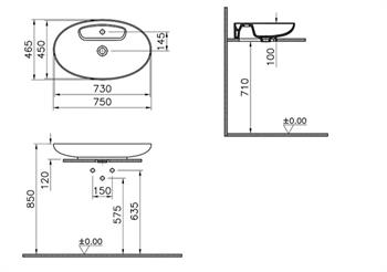 Vitra Lavabo, Memoria, Yuvarlak, Çanak, 75 cm, Mat Siyah, 5881B483-0563