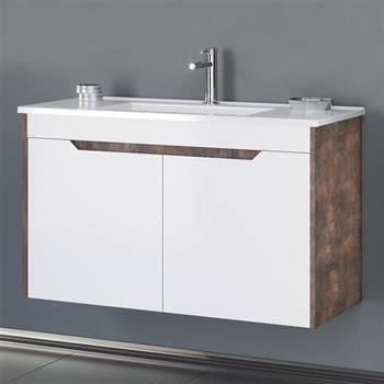 Orka Lago 100 cm Beyaz Banyo Dolabı Alt Modül ve Lavabo