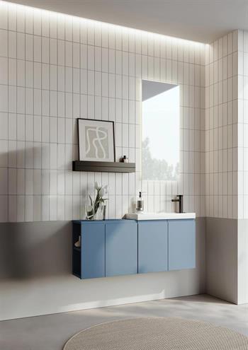 Orka Ferla 110 cm Mat Mavi Banyo Dolabı Takımı