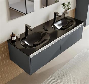 Orka Lisbon 130 cm Antrasit Banyo Dolabı Alt Modül ve Lavabo