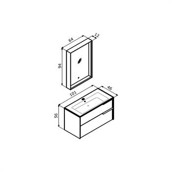 Orka Noventa 100 cm Cordoba Banyo Dolabı Takımı