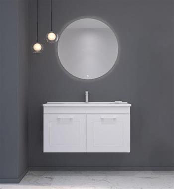 Orka Limpo 80 cm Mat Beyaz Kapaklı Banyo Dolabı Takımı