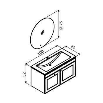 Orka Limpo 100 cm Mat Antrasit Kapaklı Banyo Dolabı Takımı
