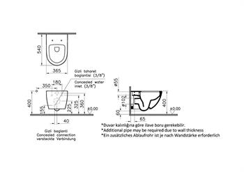 VitrA Asma Klozet Sento Rim-ex Kanalsız, Mat Siyah, 7748B083-0559