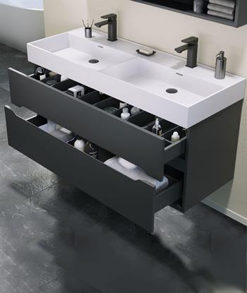 Orka Malta 120 cm Antrasit Banyo Dolabı Alt Modül ve Lavabo