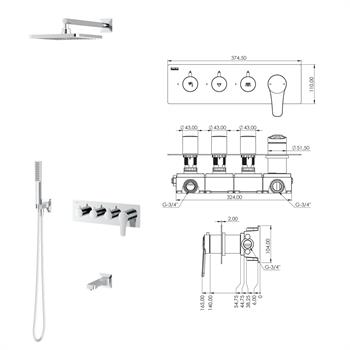 Teska Ankastre, Euro-X, Üç Yönlü, Set, Krom, EX3660