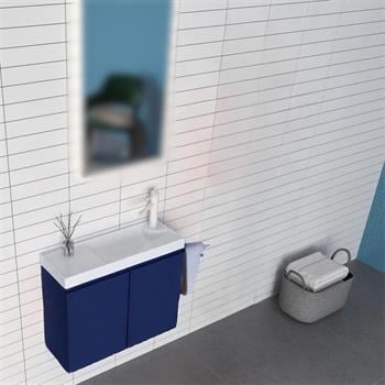 Orka Ferla 60 cm Mavi Banyo Dolabı Alt Modül ve Lavabo