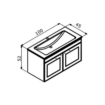 Orka Limpo 100 cm Beyaz Kapaklı Banyo Dolabı Alt Modül ve Lavabo