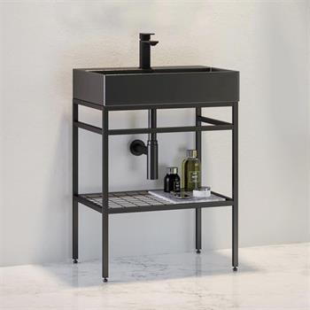 Orka Capetown 60 cm Siyah Banyo Dolabı Alt Modül ve Lavabo