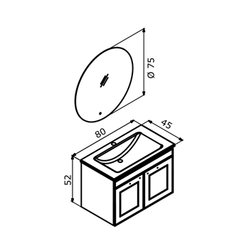 Orka Limpo 80 cm Mat Antrasit Kapaklı Banyo Dolabı Takımı