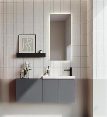 Orka Ferla 110 cm Mat Gri Banyo Dolabı Takımı