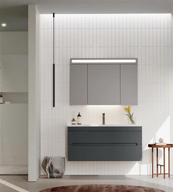 Orka Varna 100 cm Mat Antrasit Banyo Dolabı Takımı (Ledli-Dolaplı Ayna)