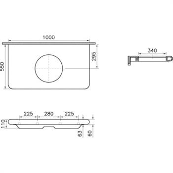 Vitra Liquid Seramik Tezgah, 100 cm, Beyaz (Lavabo Delikli-Armatür Deliksiz), 7310B403-1828
