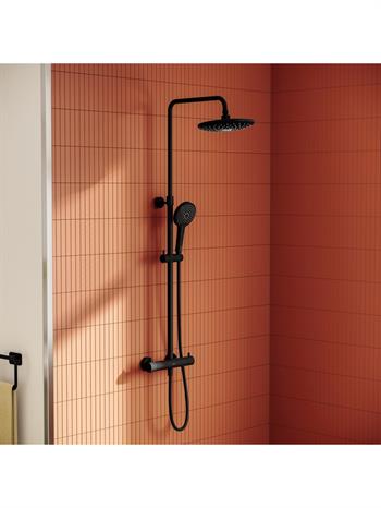 Vitra Duş Kolonu ve Termostatik Duş Bataryası Sistemi, AquaHeat Bliss 240 2F, Mat Siyah, A4720536